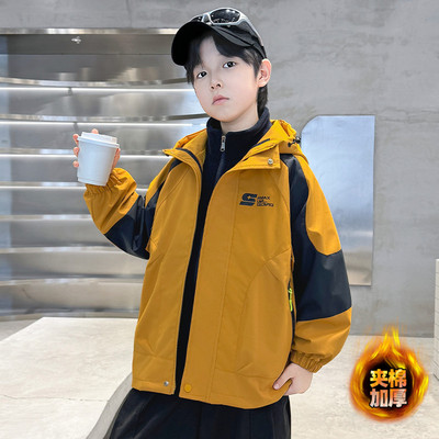 男童夹棉三合一冲锋衣2025新款