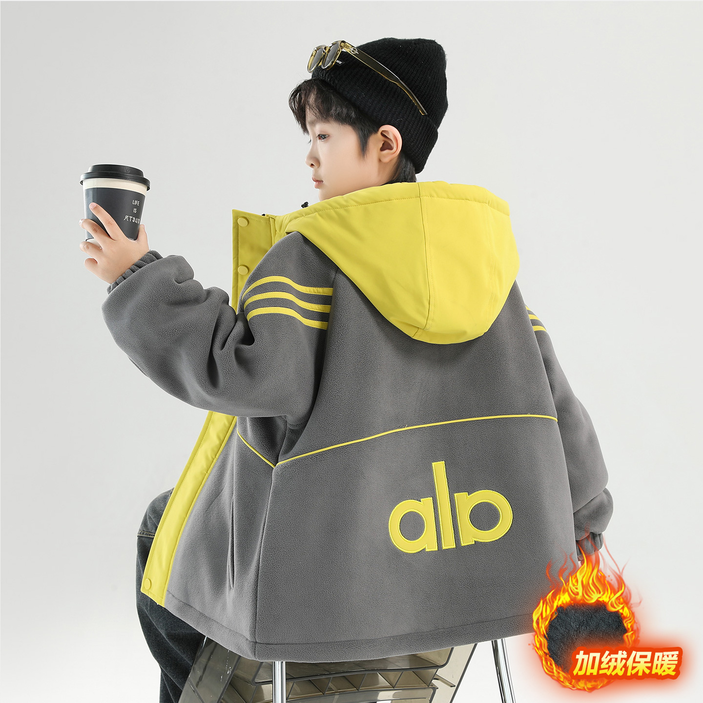 男童秋冬加绒外套2025新款