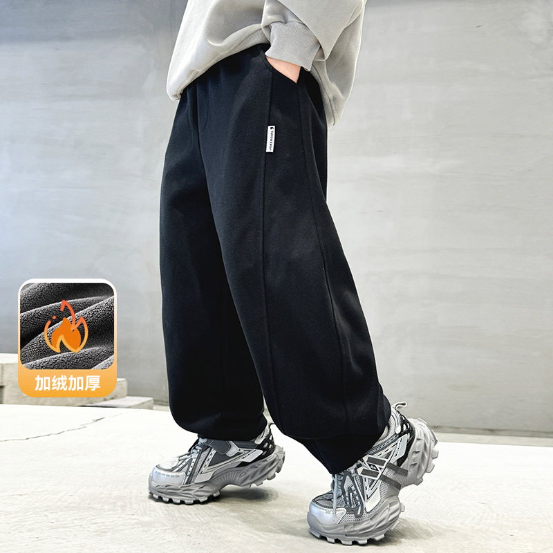 男童秋冬加绒休闲裤2025新款