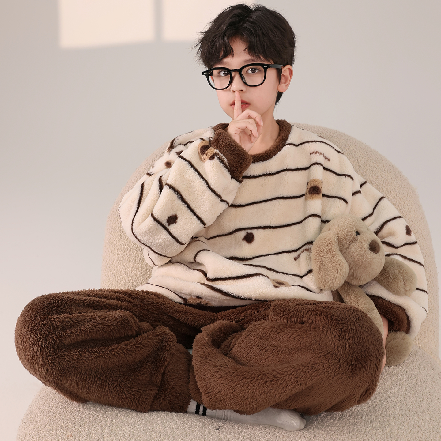 男童秋冬家居服套装2025新款