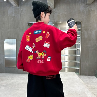 男童秋冬加绒卫衣2026新款