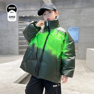 儿童装男童温变羽绒服冬装2025新款冬季加厚男孩中大童白鸭绒外套