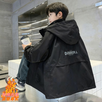 男童秋冬夹棉冲锋衣2025新款