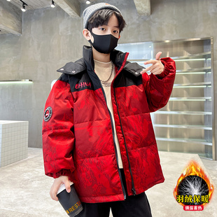 儿童装男童羽绒服冬装2026新款马年本命年男孩加厚年服红色中大童