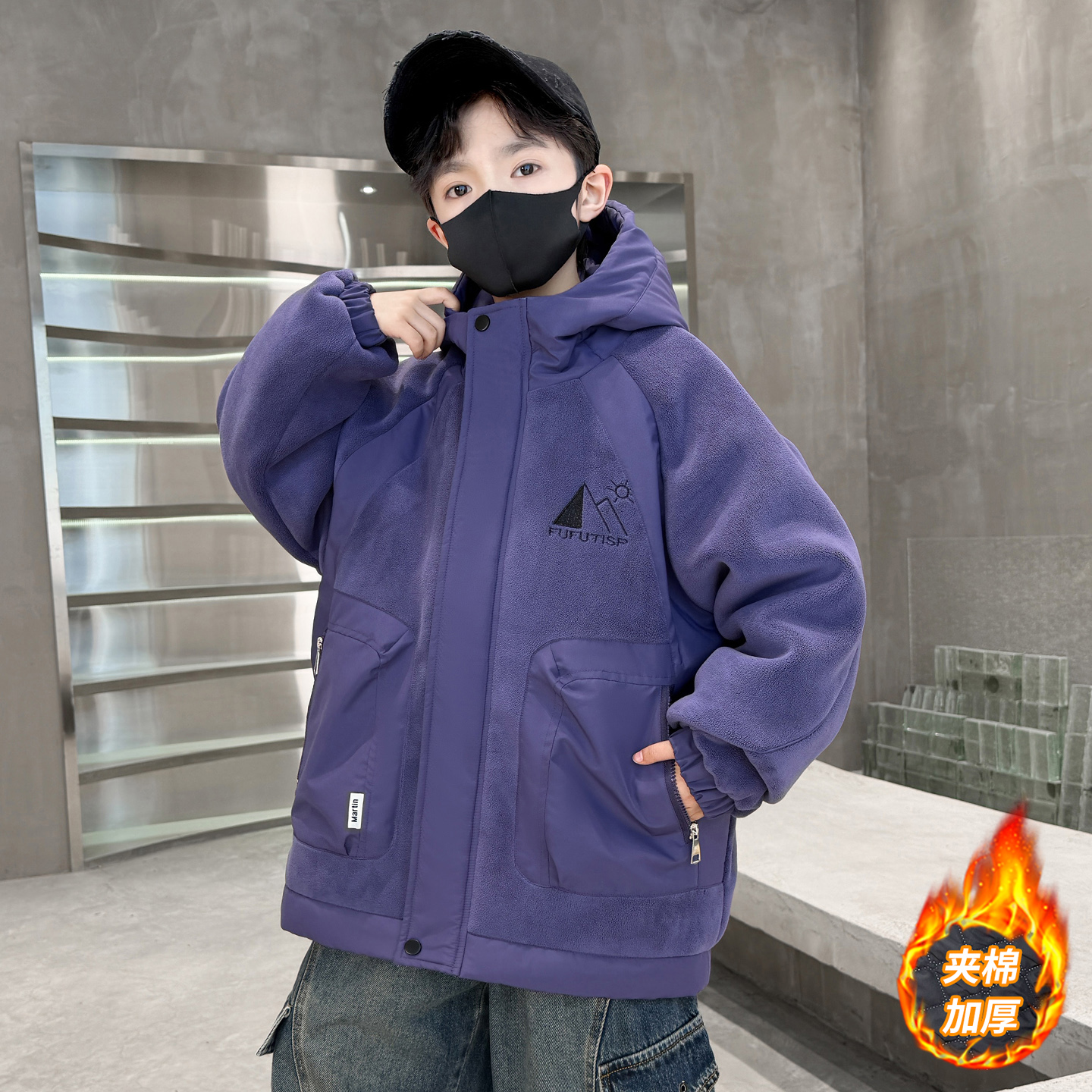 男童秋冬夹棉外套2025新款