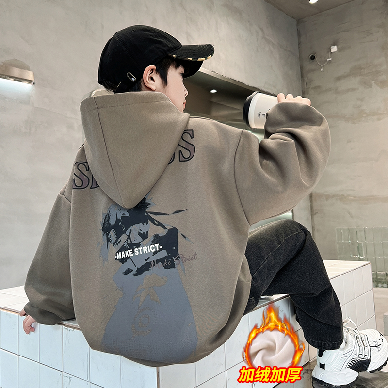男童秋冬加绒卫衣2025新款