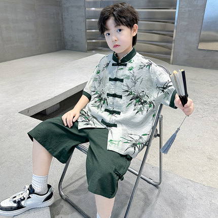 儿童装男童汉服夏装套装2026新款中大童中国风短袖夏季男孩唐装潮