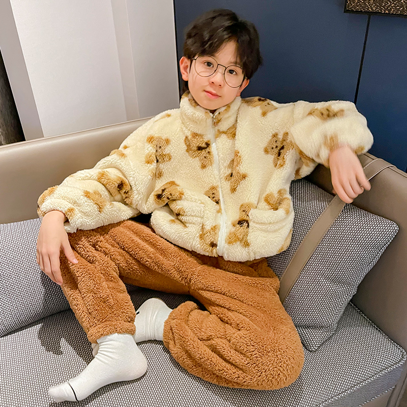 男童秋冬家居服套装2025新款