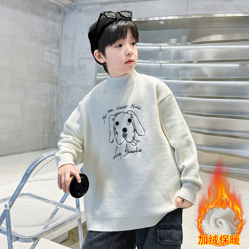 男童秋冬加绒毛衣2025新款