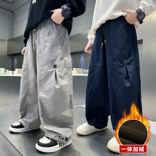 童装男童裤子秋冬款2026新款冬装大童冬季加绒青少年工装长裤男孩