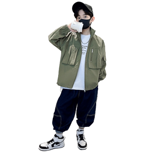 儿童装男童春秋款外套2026新款春装男孩风衣酷帅春季中大童冲锋衣