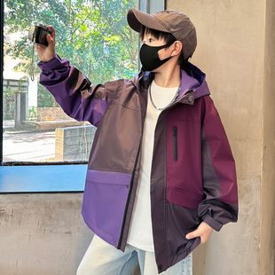 儿童装男童外套春秋款2026新款春季中大童男孩冲锋衣酷帅春装衣服