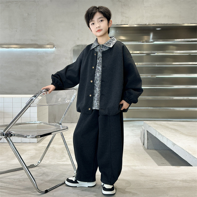 儿童装男童套装春装2026新款中大童春秋款外套休闲男孩春季三件套