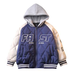 儿童装男童外套2026新款夹棉冬季棒球服中大童加厚男孩秋冬款棉服