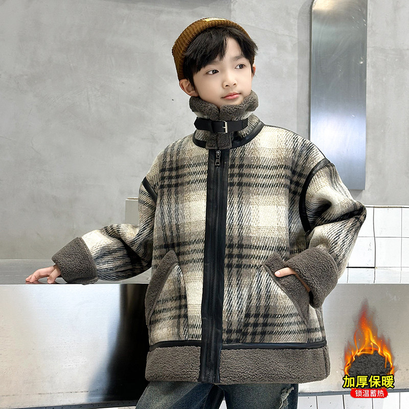 男童秋冬加绒外套2025新款