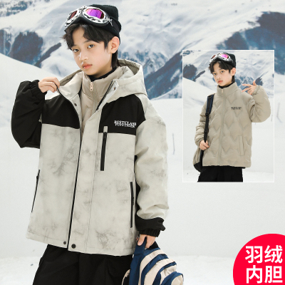 男童羽绒三合一冲锋衣2025新款