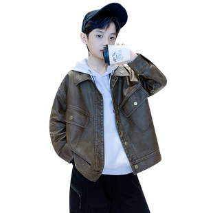 儿童装男童春装外套春秋款2026新款皮衣中大童春季男孩夹克衣服潮