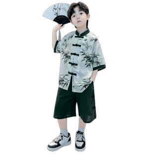 儿童装男童汉服夏装套装2026新款中大童中国风短袖夏季男孩唐装潮