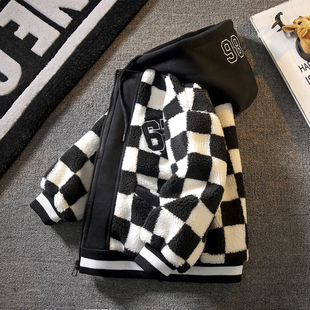 儿童装男童秋冬季外套2025新款大童加绒加厚羊羔绒男孩冬装摇粒绒