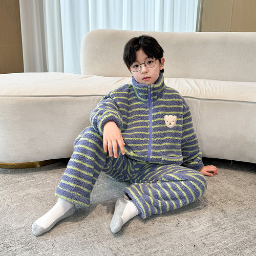 男童秋冬季家居服套装2024新款