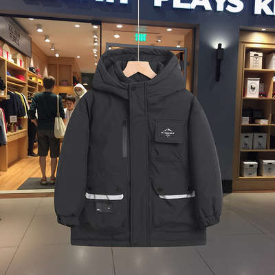 男童儿童羽绒服2025新款洋气冬季中长款三防外套中大童加厚冬装