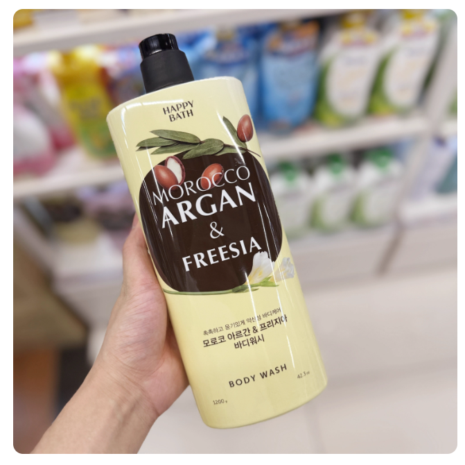 韩国HappyBath摩洛哥小苍兰麝香沐浴露滋润留香不油腻控油