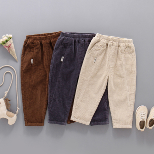 休闲4宝宝5宽松6帅气小童条绒裤 3岁薄款 潮 子春秋款 男童灯芯绒裤
