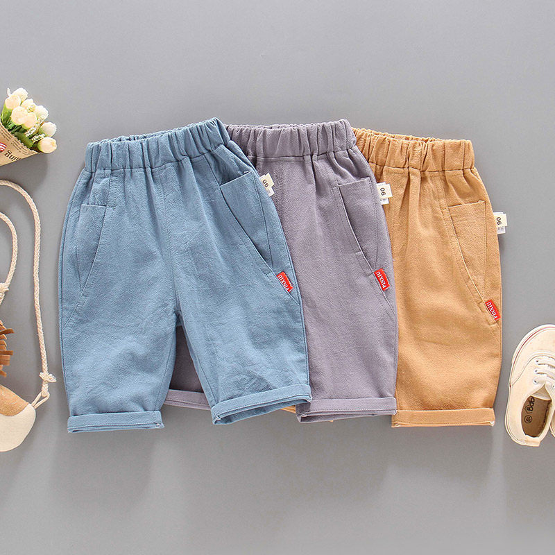 男童裤子夏薄款七分裤3岁小童短裤4宽松5休闲6纯色7男宝宝8外穿潮