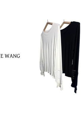 REINEWANG 早春新款蕾丝拼接超细高品质针织衫打底衫