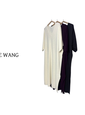 REINEWANG  极简大牌高品质款亚麻针织宽松连衣裙，度假裙