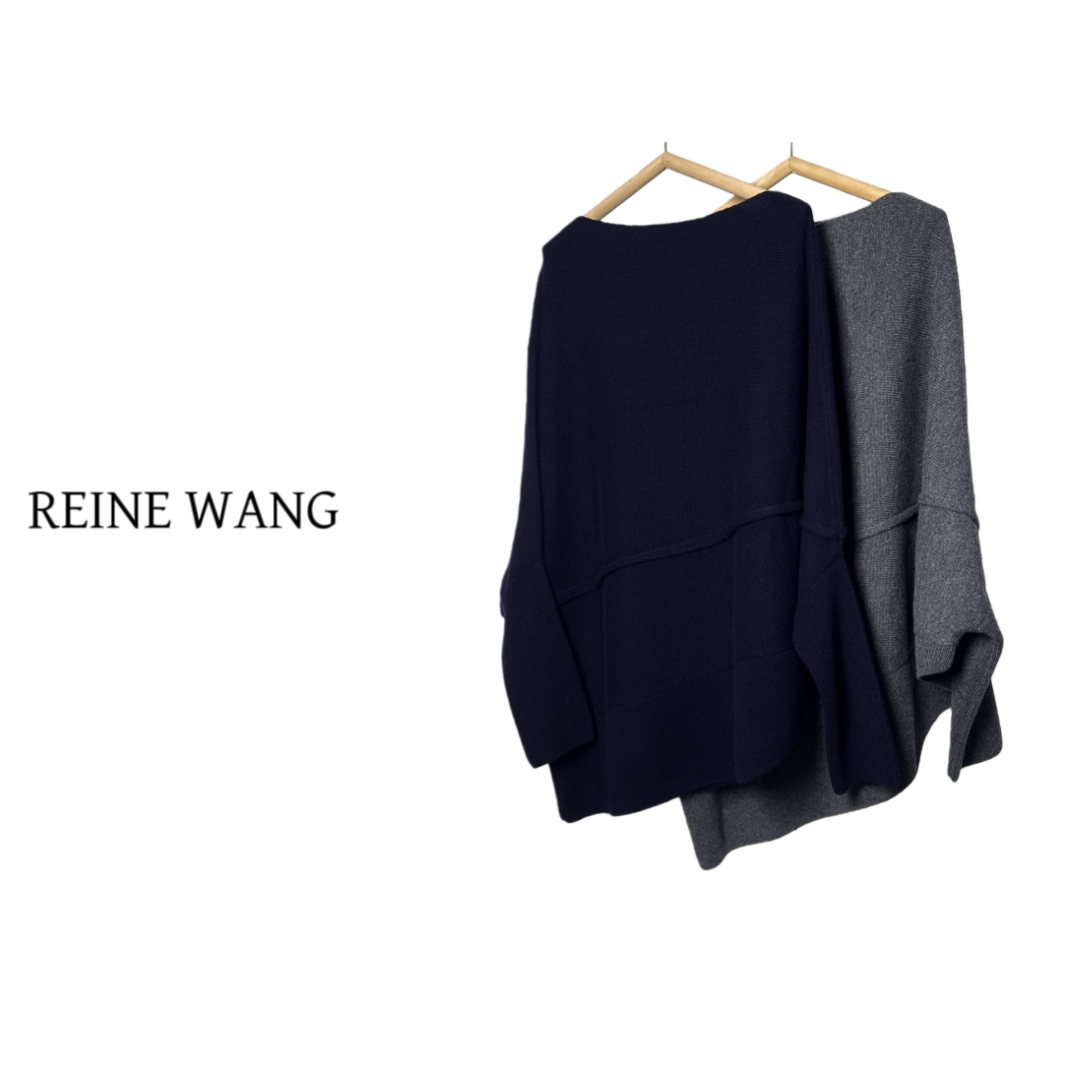 RENINE WANG 极简R风设计重工款调性慵懒斗篷款毛衣