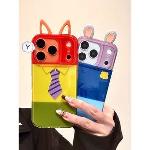 卡通可爱疯狂动物城尼克朱迪适用iPhone17promax手机壳双层苹果17新款 16pro全包14防摔15pm女17pro独特超好看