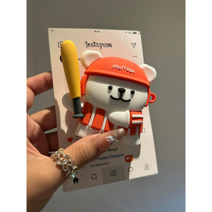 情侣款软萌可爱线条小狗棒球运动员适用苹果AirPods4代耳机壳AirPodsPro二代软AirPods1/2硅胶pro2保护套3代