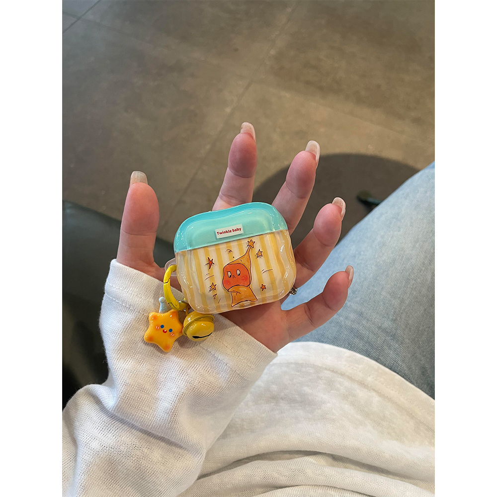 韩系条纹可爱星星人宝宝适用苹果无线蓝牙AirPods4代耳机套1/2代硅胶Pro二代软壳3代防摔新款AirPodspro2女款