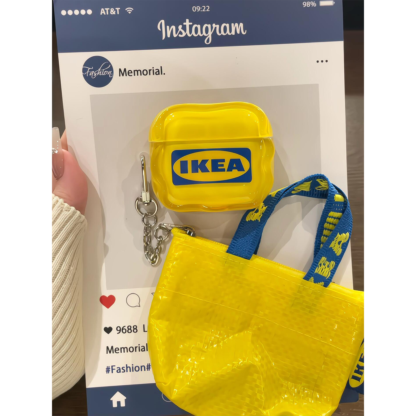 创意小众趣味宜家购物袋适用苹果无线蓝牙AirPodsPro耳机壳AirPods4代女款AirPods1/2软硅胶3代防摔套Pro2代