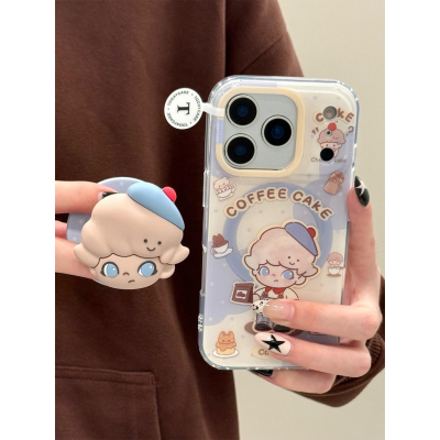 卡通可爱咖啡师dimoo王子磁吸支架适用iphone17promax手机壳苹果17Pro韩系15promax新款14Pro全包17防摔15女