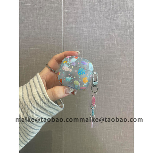 小众磨砂蓝色海底世界适用AirPods4代耳机壳苹果AirPodsPro3代蓝牙2/3/5代软硅胶Pro2代防摔套Pro三代保护壳