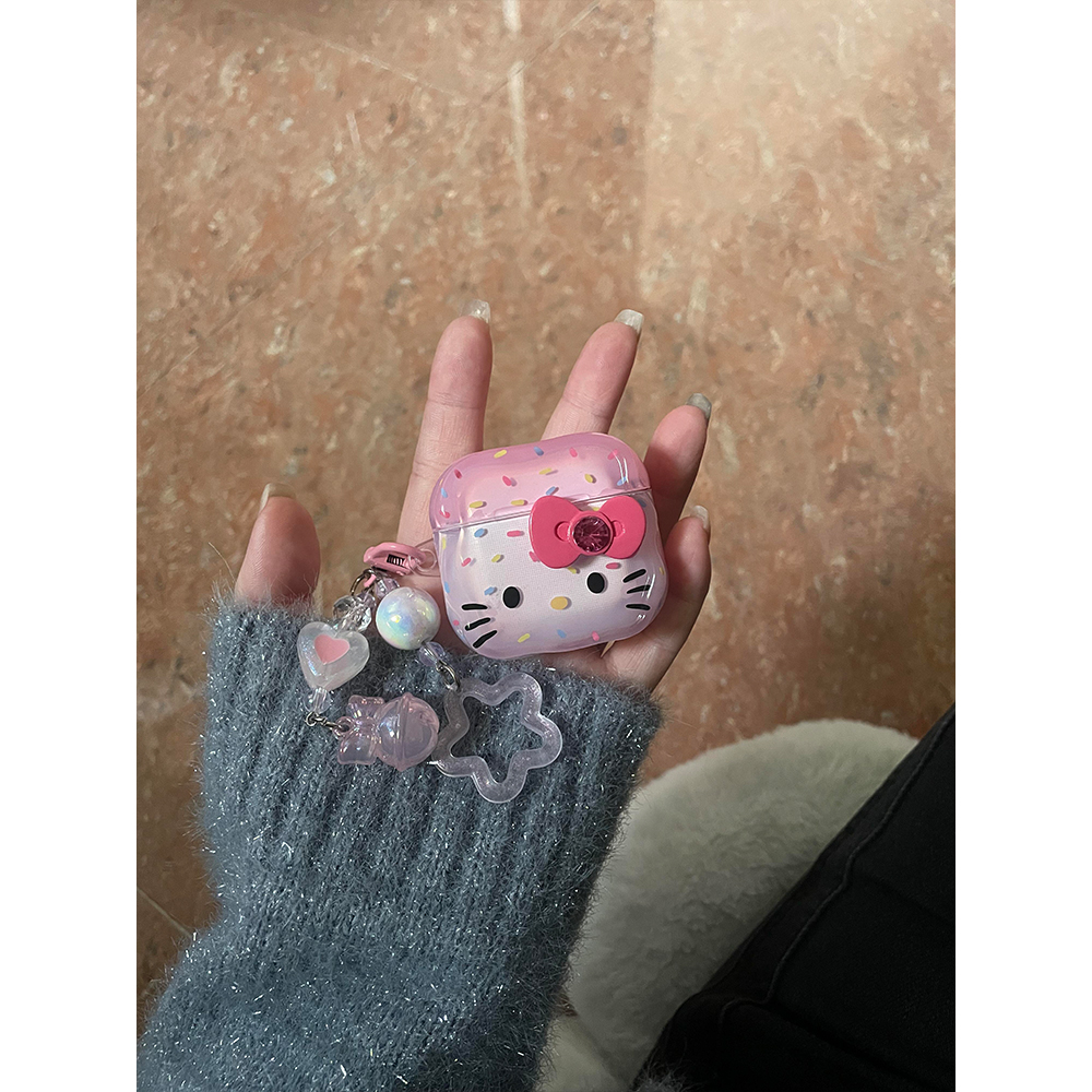 少女粉软萌可爱蝴蝶结Kitty猫适用苹果无线蓝牙AirPodsPro三代耳机壳AirPods4代软1/2代硅胶3代防摔套Pro3代