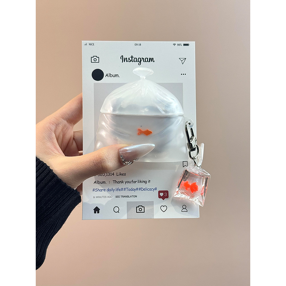 超火水晶透明锦鲤金鱼袋适用苹果AirPods4代耳机壳AirPodsPro二代软AirPods1/2硅胶pro2保护套AirPods3代防摔
