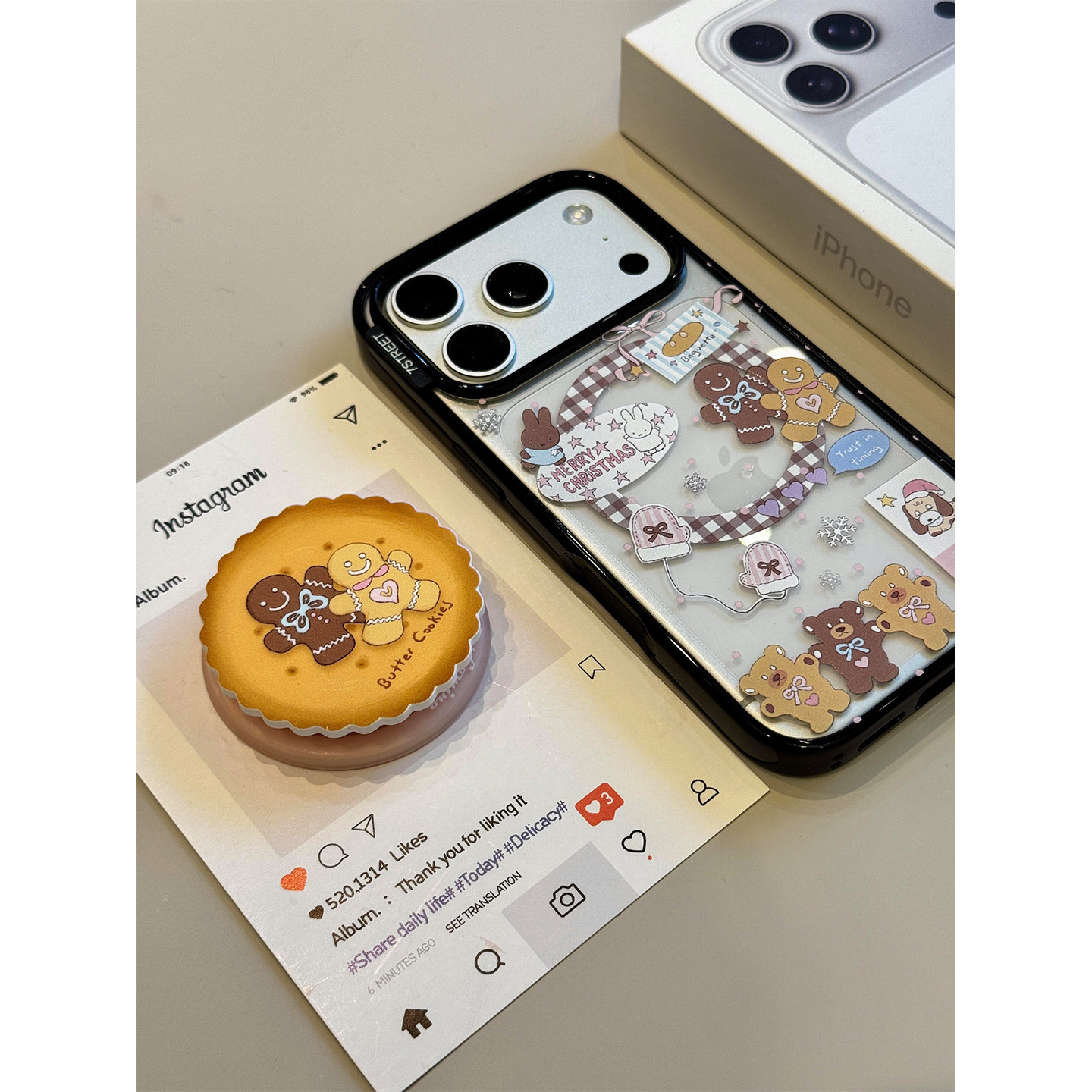 韩系格纹米菲兔姜饼人小熊磁吸支架适用iPhone17promax手机壳苹果17新款16pro全包14防摔15pm女款17pro超好看