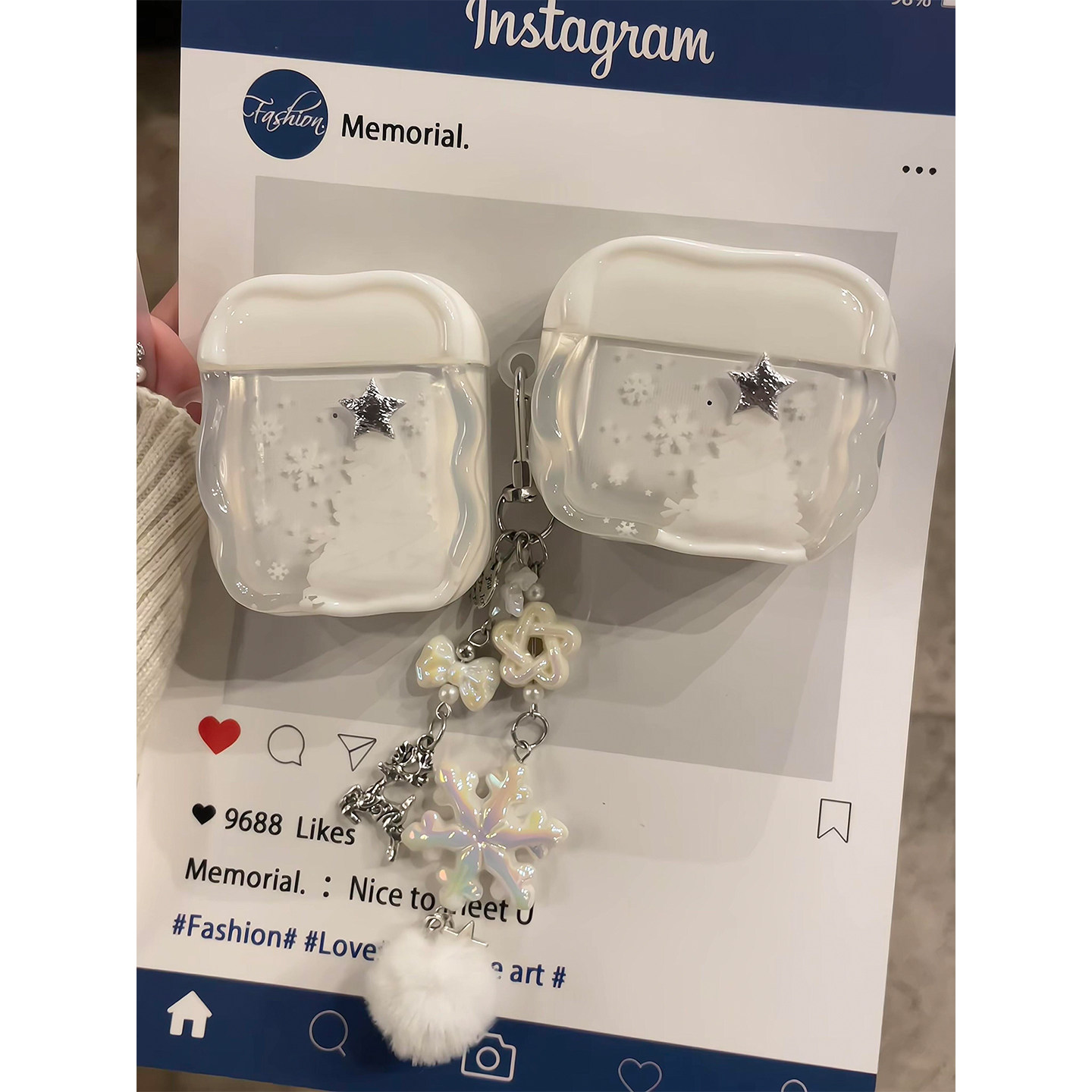 ins风韩系白色雪花星星圣诞树适用AirPods4代耳机壳苹果AirPodsPro3代蓝牙1/2/3代软硅胶Pro2防摔Pro三代女款