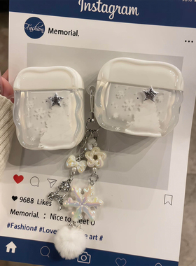 ins风韩系白色雪花星星圣诞树适用AirPods4代耳机壳苹果AirPodsPro3代蓝牙1/2/3代软硅胶Pro2防摔Pro三代女款