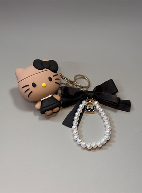 韩系名媛风可爱黑皮Kitty猫防尘塞适用AirPods4代耳机壳Pro3苹果蓝牙AirPodsPro2代软1/2硅胶3代防摔Pro二代