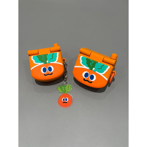 萌系可爱胡萝卜翻盖大哥大适用AirPods4代耳机壳苹果蓝牙AirPodsPro三代软1/2/3代硅胶Pro2代女款Pro3代防摔