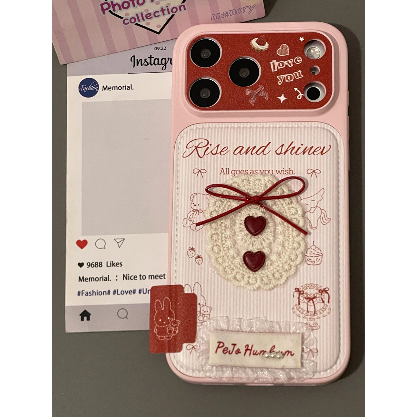 少女心韩系蕾丝爱心蝴蝶结适用iPhone17promax手机壳皮