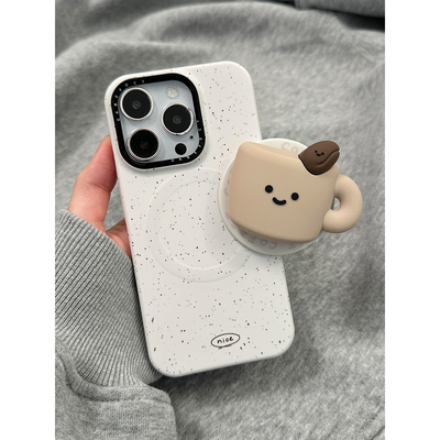 韩系泼墨jellycat咖啡杯磁吸支架适用iphone16promax手机壳苹果17Air硬壳15promax新款14Pro全包13防摔16女款