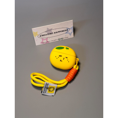 软萌可爱日系yukio橘子头适用苹果无线蓝牙AirPodsPro耳机壳AirPods4代女款AirPods1/2软硅胶3代防摔套Pro2代