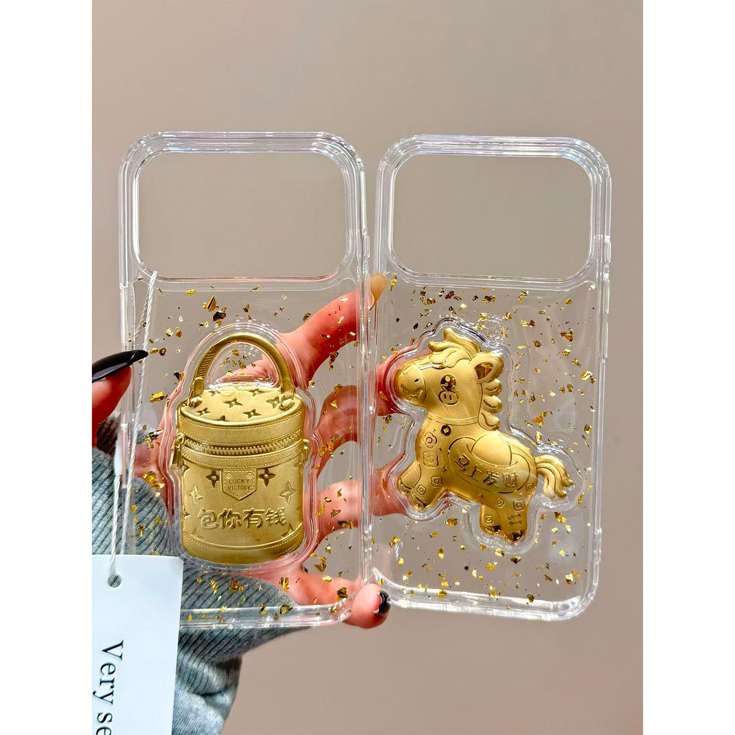 滴胶金箔好运小金马包包适用iphone17promax手机壳苹果17Pro韩系15promax新款14Pro全包17防摔女款16Pro透明,3C数码配件,手机保护套/壳,淘宝优惠券,粉丝福利购,淘宝优惠卷