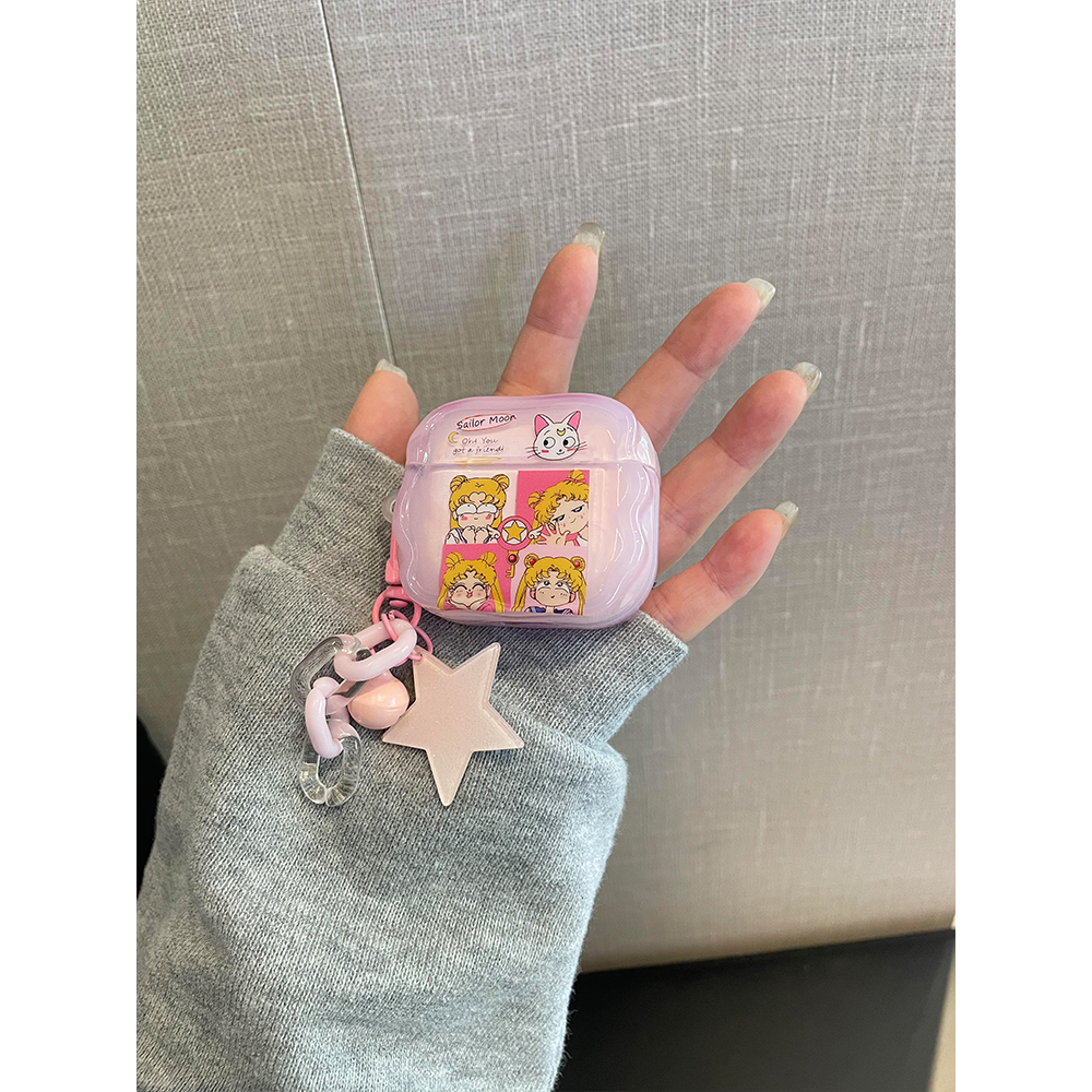 趣味可爱美少女战士插画适用苹果AirPods4代耳机壳AirPodsPro二代软AirPods1/2硅胶pro2保护防摔套3代少女心