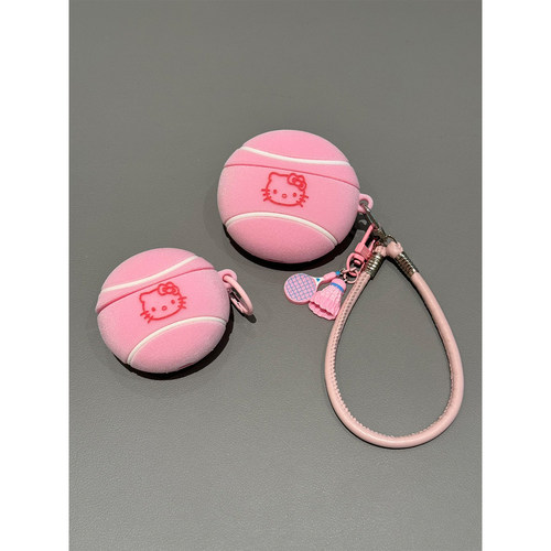 绒毛少女心可爱网球Kitty猫适用AirPods4代耳机壳苹果无线蓝牙AirPodsPro三代软1/2/3代硅胶Pro2代女款Pro3代